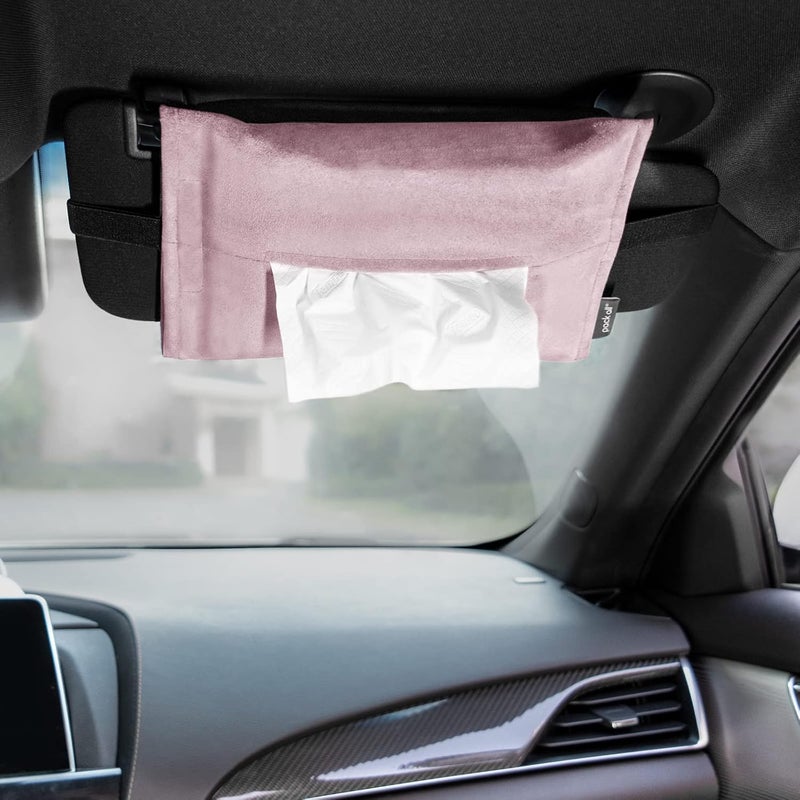 pack all Car Tissue Holder, Premium Microsuede Sun Visor Napkin Dispenser, Wipes Case for Backseat, Vehicle Accessories (Pink) - Image 1